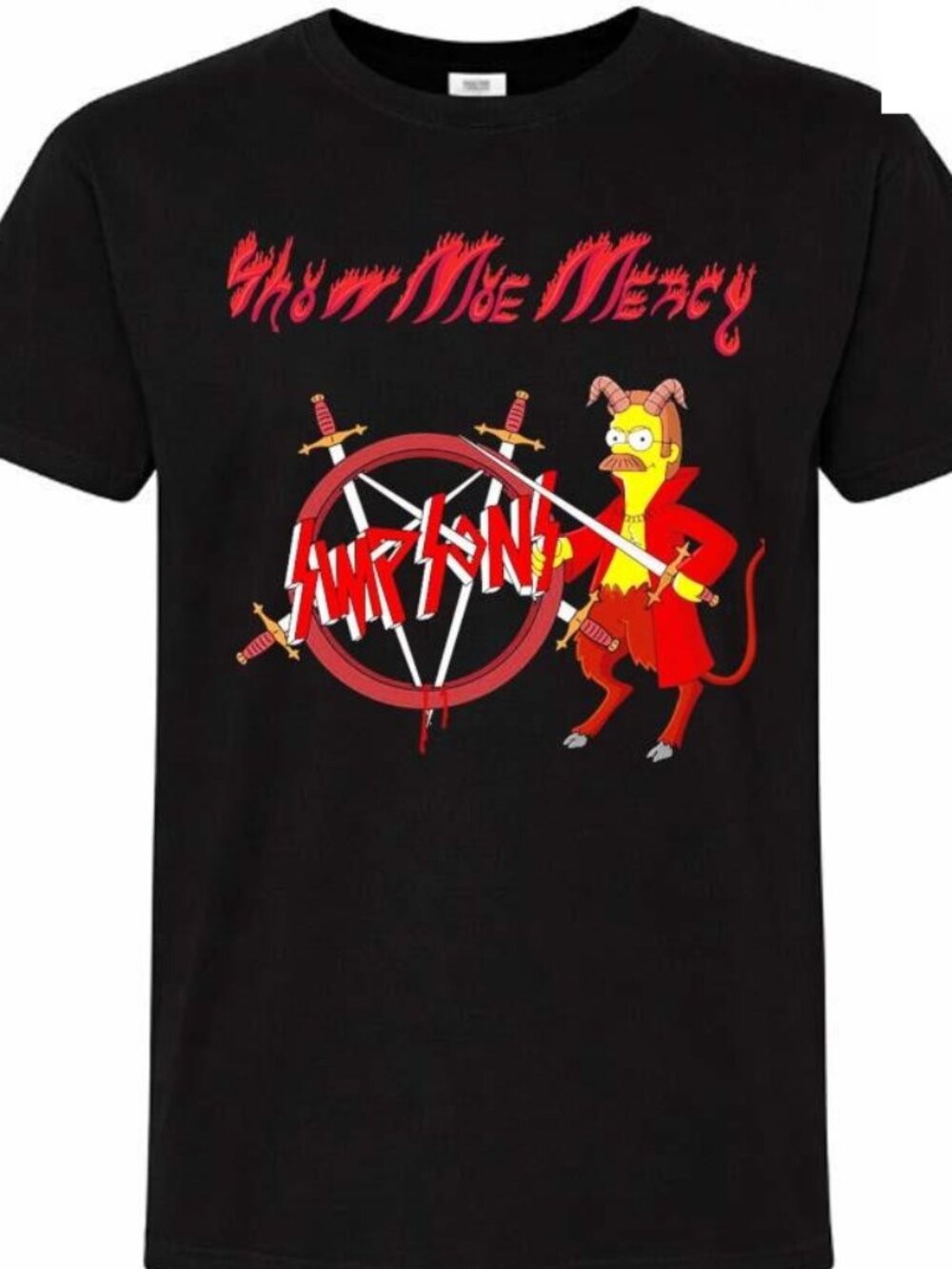 Slayer Simpsons Show Me Mercy Flanders Devil Funny Metal Parody Shirt
